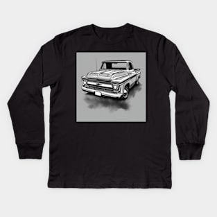 Chevy C-10 Pickup cool design art black and white Kids Long Sleeve T-Shirt